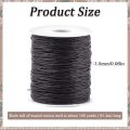 1.5MM Dark Brown Cord Smooth Waxed Cotton Thread Soft Round Bracelet String Beading Cords Bulk Rolls with Spool for Sewing. 