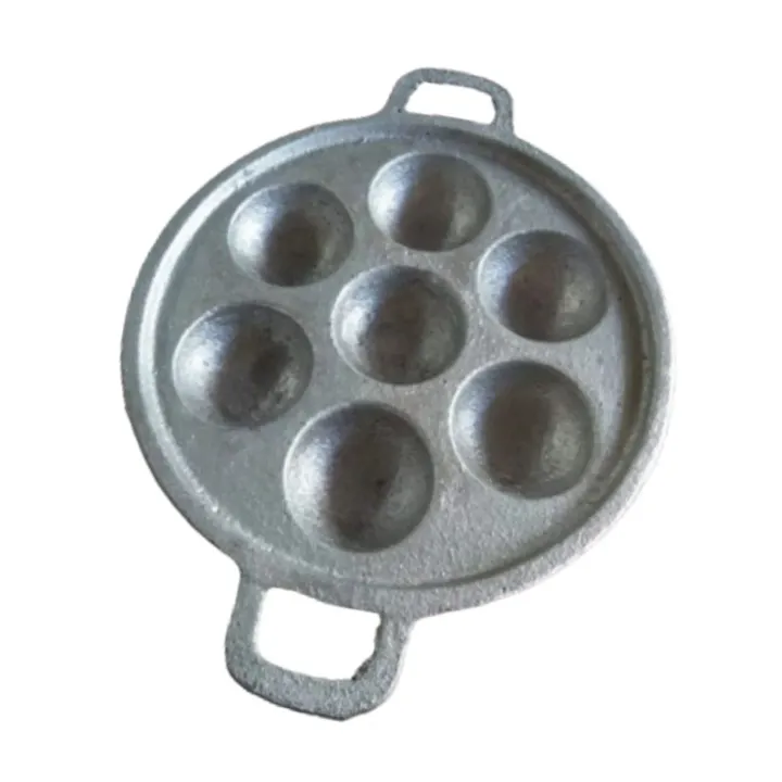 Black Cast Iron 7 Pits Paniyarakkal Pan, For KitchenLo
