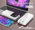 FONTEC Xing 20000mAh Power Bank Fast Charging | Digital LED Display | Built-in Type-C & Lightning Cables | Dual USB Output | Portable Power Bank. 