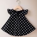 Girls’ Red Polka Dot Party Dress with Bow – Soft Cotton, Flared Design.