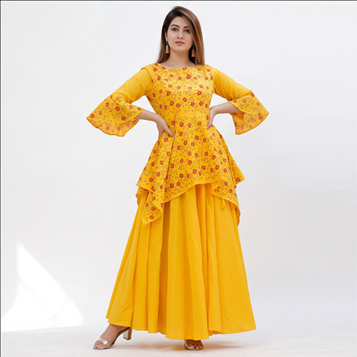 New Attractive Eid Collection 2022 - Explore Elegance in this Exclusive 2-Piece Skirt Kurti Set, Perfectly Designed for Girls