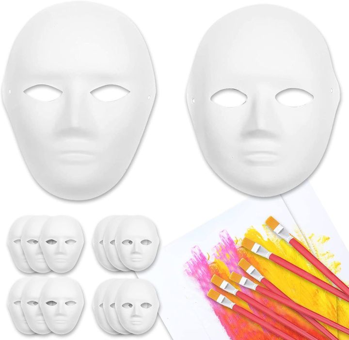 Pack of 5- Plain White Face Mask For Painting DIY Making, Unpainted Mask For Party And Decoration Making