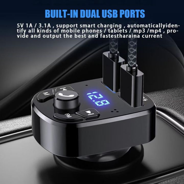 Car%20Hands-free%20Bluetooth-compaitable%205.0%20FM%20Transmitter%20Car%20Kit%20MP3%20Modulator%20Player%20Handsfree%20Audio%20Receiver%202%20USB%20Fast%20Charger%20-%20Image%202