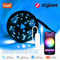 5V USB Tuya Zigbee 3.0 LED Strip Lights 5050 RGB Flexible LED Tape Lamp For Home Decoration TV Backlight Work With Alexa . 