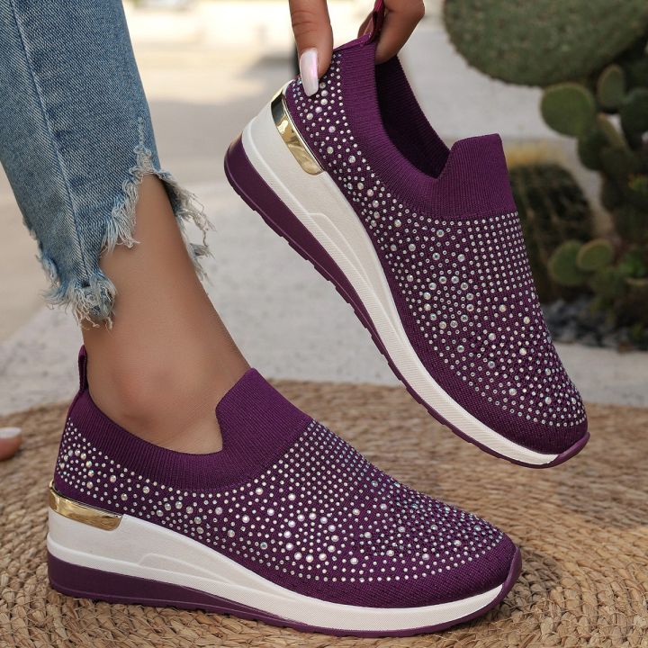 Orange%20Rhinestone%20Casual%20Sneakers%20Breathable%20Wedge%20Women%20Lightweight%20Shoes%20Slip%20On%202024%20New%20Comfortable%20Spring%20Mesh%20Sports%20Shoes%20-%20Image%204
