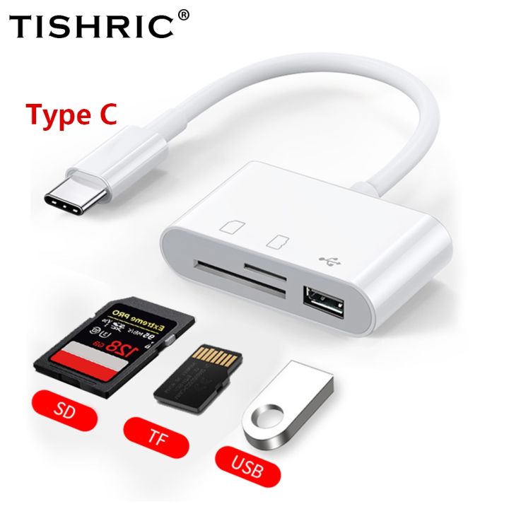 TISHRIC Micro USB Type C Adapter USB TF SD Card Reader USBC Memory