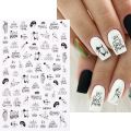 2pcs Heart Love Design 3D Nail Art Stickers English Letter Cool Girl Face Sliders Valentine Day Manicure. 