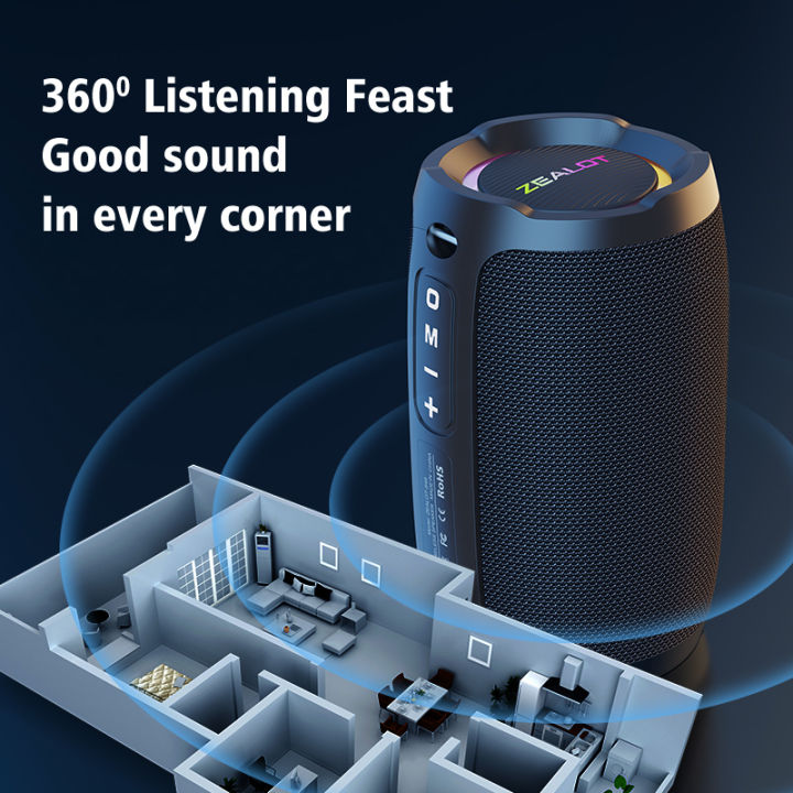 ZEALOT-S49%2010W%20Portable%20Bluetooth%20Speaker%20Stereo%20Sound%20IPX7%20Waterproof%20Wireless%20Bluetooth%205.2%20Excellent%20Bass%20Performance%20-%20Image%203