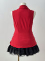 Plus Size 2025 Summer New Women's Big Size Music Festival Tie Bow Slim Slim Sleeveless Shirt Polyester Material. 