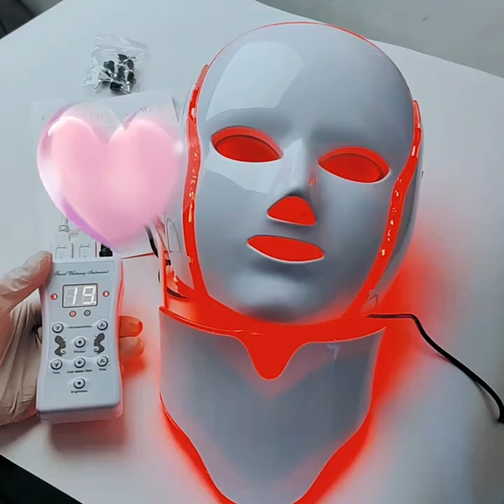 Face and Neck LED Light Therapy Mask Professional Photon Beauty Device ...