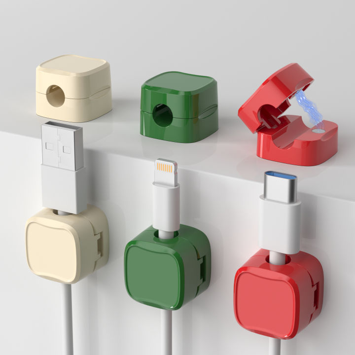 Magnetic Plug Clips 6pcs Cable Organizer Magnetic Plug Box Silicone Cable Winder Flexible ...