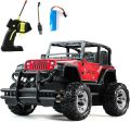 1:20 Scale Remote Control Car, Non-Slip Off-Road Toy Car with Friction Powered Wheels & Openable Doors, RC Jeep Toy for Kids & Children. 