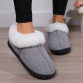 2024 Winter Warm Fur Indoor Home Slippers Women Faux Suede Closed Toe Couple Slippers Woman Comfort Soft Sole House Shoes Slides.
