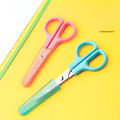 DELI Safty Scissors for Kids Student DIY Paper Scissors 122mm With Sleeve Cutting Tool Stationery.