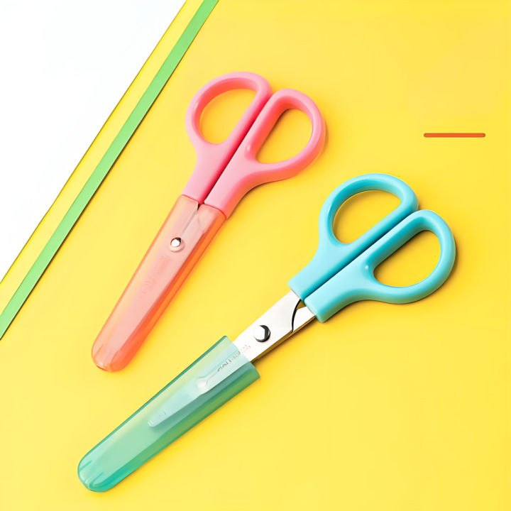 DELI%20Safty%20Scissors%20for%20Kids%20Student%20DIY%20Paper%20Scissors%20122mm%20With%20Sleeve%20Cutting%20Tool%20Stationery%20-%20Image%205
