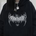 Skull Graphic Printed Long Sleeve Men Hooded Women's Sweatshirt Gothic Top Black Punk Style Fashion Cool Girl Unisex Hoodie.