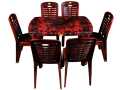 United Plastic Rectangular Table & Armless Chair Set (4 Chairs And 1 Table). 