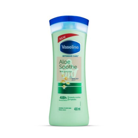 International UAE Product Vaseline Intensive Care Aloe soothe With pure Aloe vera lotion used For male /female 400 Ml