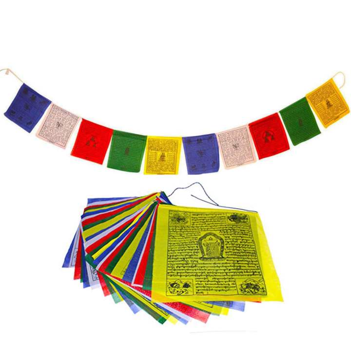 30 Feet Lungta Prayer Flags for Room Home Office Cafe Restaurant Outdoor Decoration, Buddhist Flags
