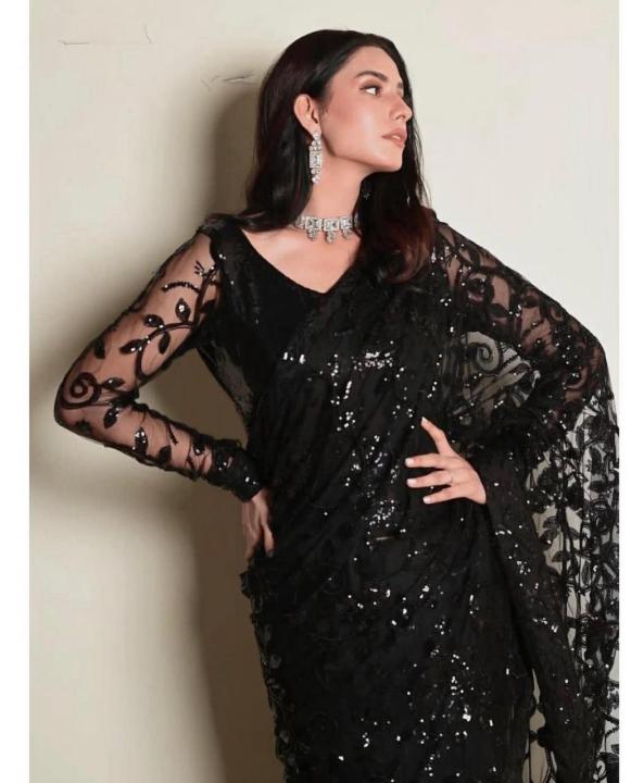 Soft Net Heavy Embroidered Saree With Sequence Work | Full 7.5 Meter ...