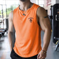 Summer New Fitness Mesh Undershirt Printing Quick Drying Running Training Tank Top Breathable Sweatwicking Sleeveless Men's Vest. 