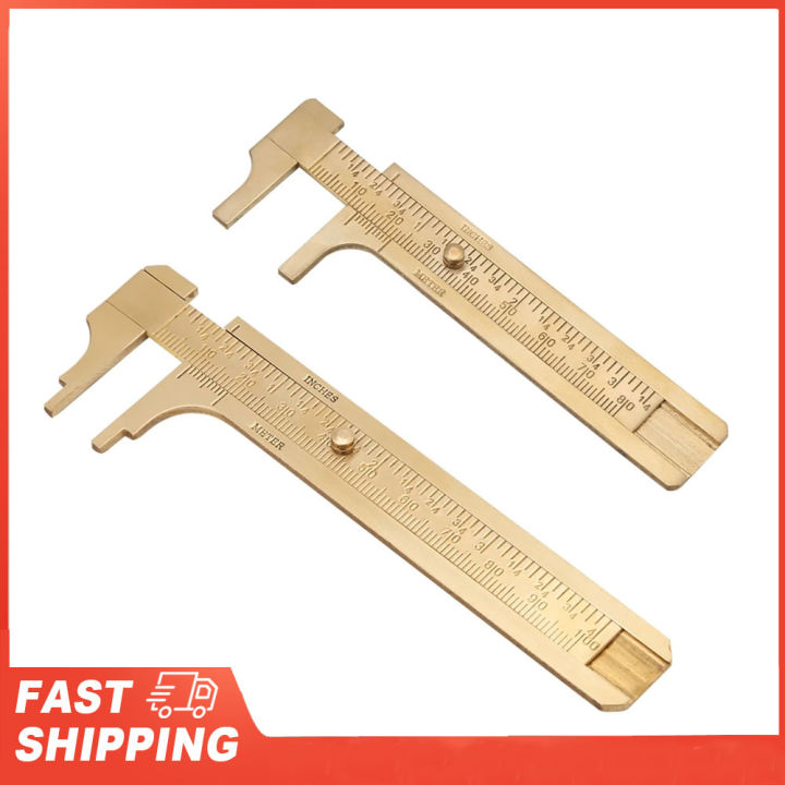 Vernier Scale Ruler Brass Sliding Gauge Vernier Caliper Ruler Measuring Tool Double Scales ...