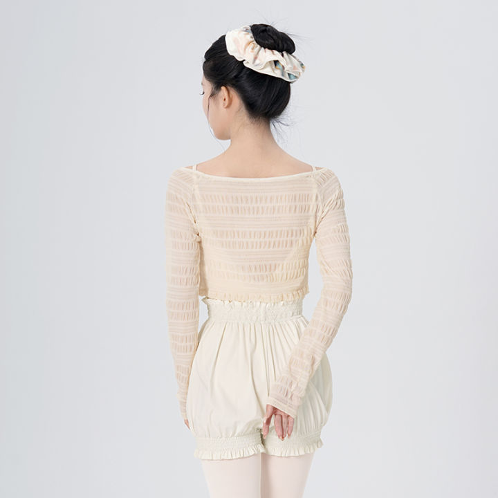 Ballet%20Top%20Women%20Ruffle%20Sleeve%20Dance%20Shirt%20Summer%20Cropped%20Fitted%20Dancewear%20-%20Image%204