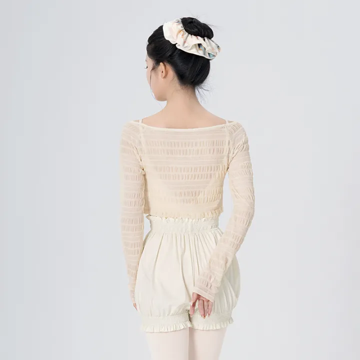 Ballet%20Top%20Women%20Ruffle%20Sleeve%20Dance%20Shirt%20Summer%20Cropped%20Fitted%20Dancewear%20-%20Image%204