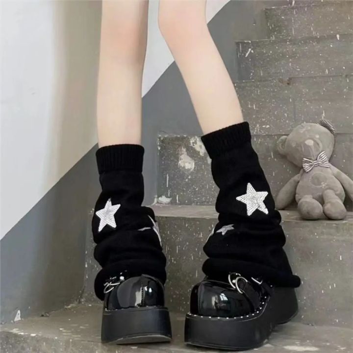 Black%20White%20Grey%20Star%20Knitted%20Leg%20Warmers%20Winter%20Warm%20Cotton%20Thigh%20High%20Stockings%20Elastic%20Warm%20Thigh%20Knitted%20Boot%20Stockings%20-%20Image%202