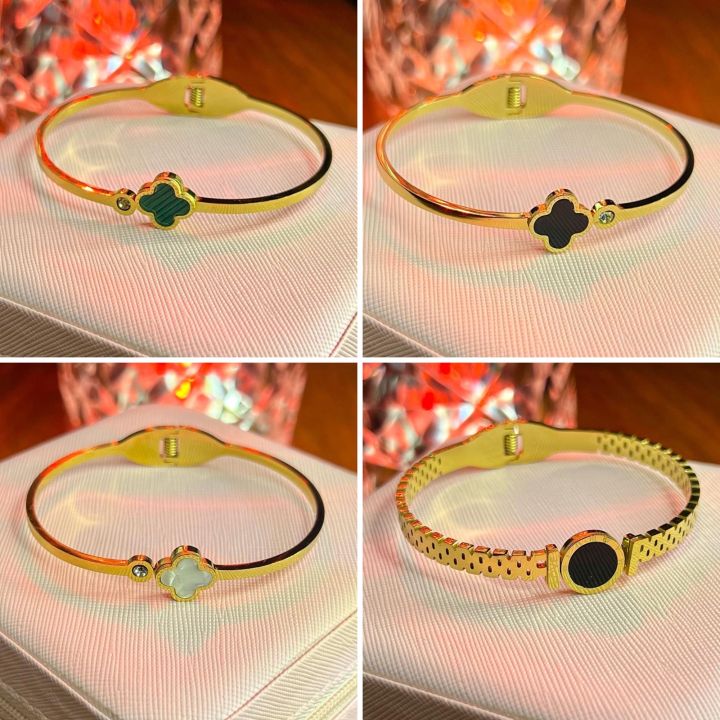 Stainless Steel Branded Clover kara bracelet handcuff for Girls