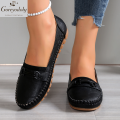 goreyodoly Women Comfortable Slip-On Loafers Lightweight Breathable Wide Fit Flats with Chain Decoration. 
