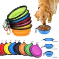 350ml Folding Pet Silicone Dog Bowl With Carabiner Outdoor Camping Travel Portable Folding Supplies Dishes Cat Food Water Bowl. 