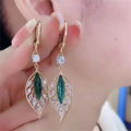 New Fashion Crystal Leaf Tassel Drop Earrings For Women Exquisite Micro Inlaid Cubic Zircon Leaves Earring Wedding Jewelry Gifts. 