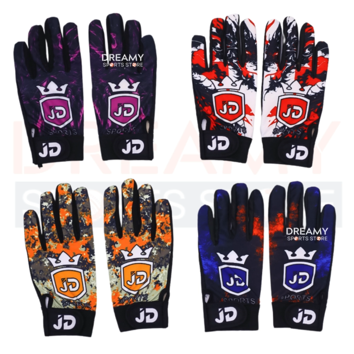 JD Sports Full Finger Sublimation Gloves for Men & Women | Non-Slip, Breathable, Shockproof | Comfortable Cricket Batting Gloves | Ideal for Cycling, Biking, Gym, Fitness & Outdoor Sports | Multicolor Designs