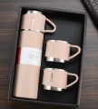 Steel Vacuum Flask Set with 3 Steel Cups Combo- 500ml - Keeps HOT/Cold Ideal - Housewarming.