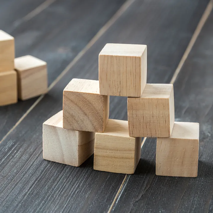 Square Blocks Unfinished Blank Mini DIY Wooden Square Blocks Wood Solid Cubes ...