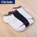 3 Pairs Of Nylon & Cotton Ankle Socks - Cycle Random Colors.