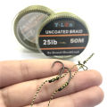 50m 8 Stand  Carp Fishing Line Soft Hook Link Carp Hooklink Uncoated Braid Line For Hair Rig 25 35LB Rigging Line. 