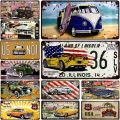 Retro Pin Up Metal Tin Signs Rusted Style Bus Car Car License Plate Posters Classic Plaques Wall Decors. 