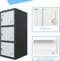 Metal Lockers with 3 Doors for Employees, 3-Tier Storage Locker, Vertical Small Locker, Locker Cabinet with Keys, Vertical Metal Cabinet for Home Office, Gym, School, Room Organizer. 