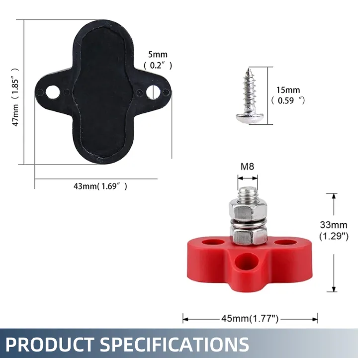 Terminal%20Block%20Studs%20M6%20M8%20Positive%20Negative%20Heavy%20Duty%20Bus%20Bar%205/16"%201/4"%20Power%20Distribution%20Stud%20for%20Camping%20RV%20Truck%20Boat%20-%20Image%203