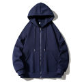 Loose casual American BF hoodie jacket light gray simple solid color cardigan trendy men's autumn new style. 