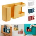 Multi-Functional Wall Mount Phone Charging Holder Stand With Extra Storage Box, Remote - Mobile Stand - Mobile Stand.