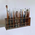 67-Slot Premium Wooden Brush Holder - Durable Artist Desk Organizer, Pencil & Paint Brushes Storage, Elegant Art & Craft Supplie. 