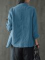 ZANZEA Women Summer Blazer Thin Stylish Long Sleeve Lapel Neck Blazer Vintage Solid Buttons Down Outwear Casual Suits Coats. 