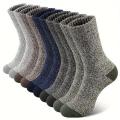 5 Pairs Merino Wool Mid-Calf Socks for Men And Women Winter Thermal Thickened Lined Outdoor Sports Towel Sock For Hiking Camping. 
