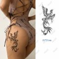 Chinese Style Waterproof Temporary Tattoo Sticker Black Phoenix Flash Tatto dragon Body Art Arm Hand Fake Tatoo Men Women. 
