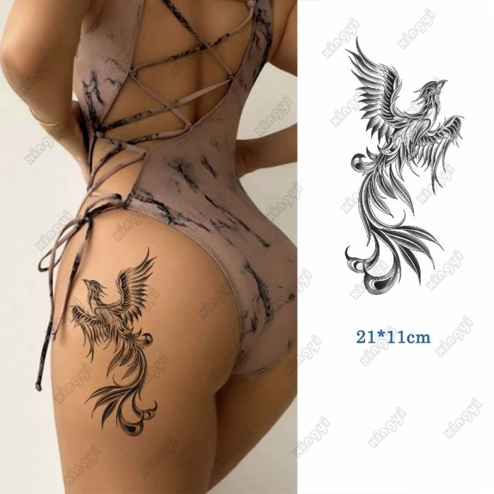 Chinese Style Waterproof Temporary Tattoo Sticker Black Phoenix Flash Tatto dragon Body Art Arm Hand Fake Tatoo Men Women