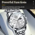 O'levs Watches for Men Diamond Business Dress Analog Quartz Stainless Steel Date Luxury Casual Fashion Wrist Watch Waterproof Luminous.