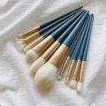 Blue Bridge 10 pieces makeup brush set beginner brush Cangzhou powder brush eye shadow brush foundation make-up brush animal hair worker. 